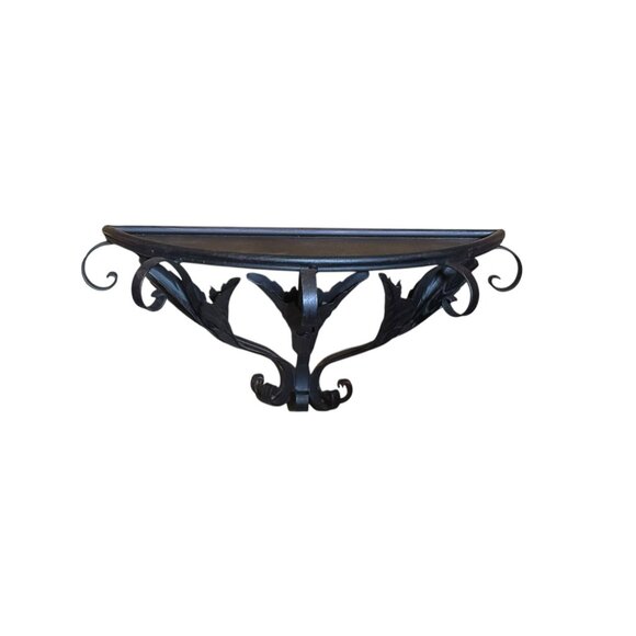 Wrought Iron Wall-Mounted Decorative Shelf With Leaf Design - Picture 7 of 11